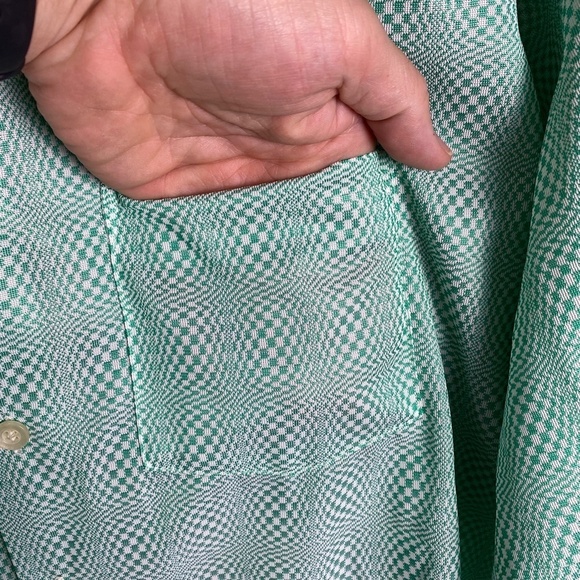 Vintage BVD Men's Peppermint Green Psychedelic Print Button Up LS Shirt Size 16 - Picture 5 of 13